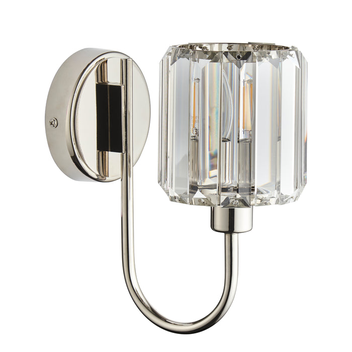 Endon 104109 Berenice 1lt Wall Bright nickel plate & clear glass 6W LED E14 (Required) - westbasedirect.com