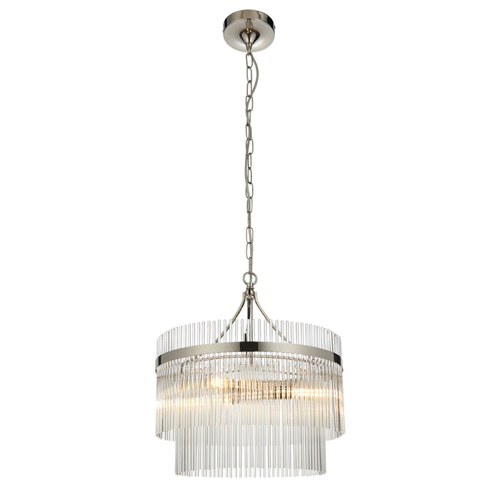 Endon 104113 Marietta 3lt Pendant Bright nickel plate & clear glass 3 x 7W LED E14 (Required) - westbasedirect.com