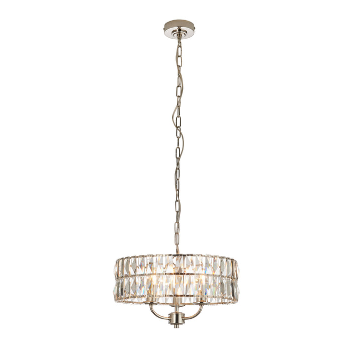 Endon 104466 Clifton 3lt Pendant Bright nickel plate & clear crystal glass 3 x 6W LED E14 (Required) - westbasedirect.com