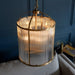 Endon 106711 Lambeth Ribbed 4lt Pendant Antique brass plate & clear ribbed glass 4 x 6W LED E14 (Required) - westbasedirect.com