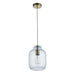 Endon 106923 Lyra 1lt Pendant Clear textured glass & antique brass plate 10W LED E27 (Required) - westbasedirect.com