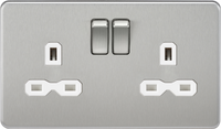 Knightsbridge SFR9000BCW Screwless 13A 2G DP Switched Socket - Brushed Chrome + White Insert (5 Pack)