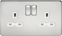 Knightsbridge SFR9000PCW Screwless 13A 2G DP Switched Socket - Polished Chrome + White Insert (5 Pack)