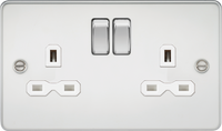 Knightsbridge FPR9000PCWx5 Flat Plate 13A 2G DP Switch Socket - Polished Chrome + White Insert (5 Pack)