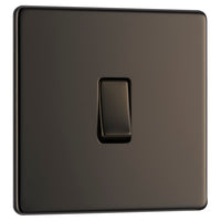 BG FBN13 Flatplate Screwless 20A 16AX Intermediate Light Switch - Black Nickel