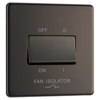 BG FBN15 Flatplate Screwless Fan Isolator Switch TP 10A - Black Nickel