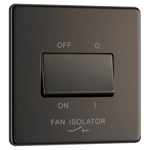 BG FBN15 Flatplate Screwless Fan Isolator Switch TP 10A - Black Nickel - westbasedirect.com