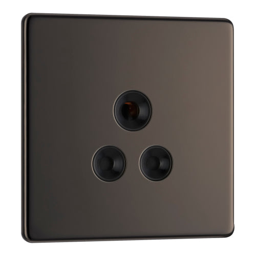 BG FBN29B Flatplate Screwless Unswitched Round Pin Socket 5A - Black Insert - Black Nickel