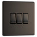 BG FBN43 Flatplate Screwless Triple Light Switch 10A - Black Nickel - westbasedirect.com