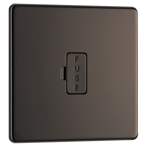 BG FBN54 Flatplate Screwless Unswitched Spur 13A - Black Nickel