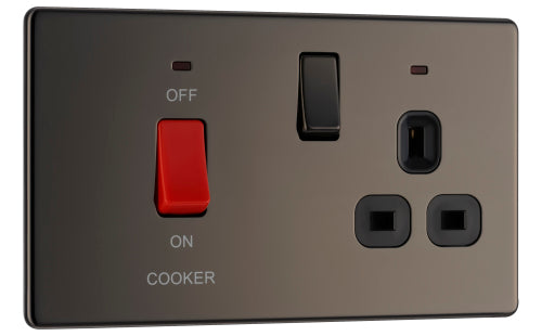 BG FBN70B Flatplate Screwless DP Cooker + Socket + Neon - Black Insert - Black Nickel - westbasedirect.com