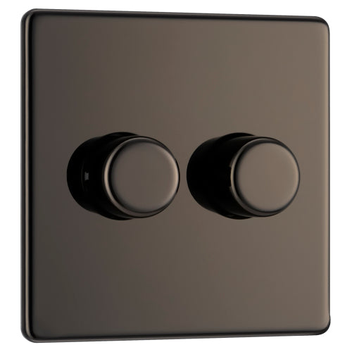 BG FBN82P Flatplate Screwless 2-Way Double Leading Edge Dimmer Push On/Off - Black Nickel - westbasedirect.com