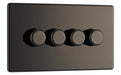 BG FBN84P Flatplate Screwless 2-Way Quad Leading Edge Dimmer Push On/Off - Black Nickel - westbasedirect.com