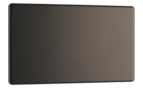 BG FBN95 Flatplate Screwless Double Blanking Plate - Black Nickel