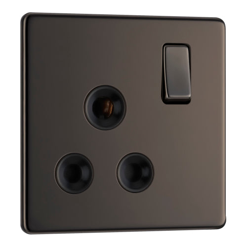 BG Electrical Flatplate Screwless 15A Switched Socket - Black Nickel