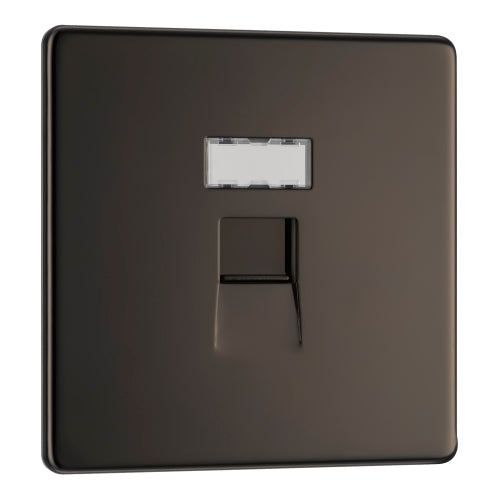 FBNRJ451 Flatplate Screwless RJ45 Single Data Outlet Socket Nickel