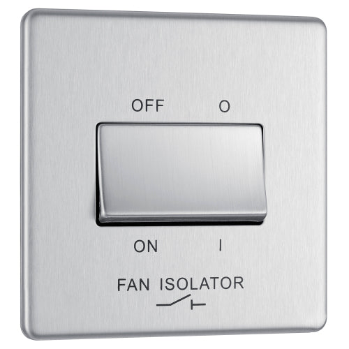 FBS15 Flatplate Screwless Fan Isolator Switch TP Brushed Steel