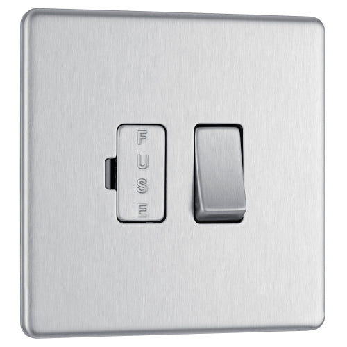 FBS50 Flatplate Screwless Switched Spur Brushed Steel