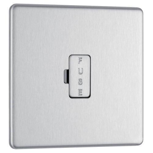 BG FBS54 Flatplate Screwless Unswitched Spur 13A - Brushed Steel
