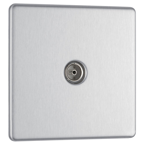 BG FBS60 Flatplate Screwless TV Aerial Socket - Brushed Steel