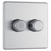 BG FBS82P Flatplate Screwless 2-Way Double Leading Edge Dimmer Push On/Off - Brushed Steel - westbasedirect.com