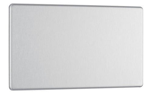 FBS95 Flatplate Screwless Double Blanking Plate Brushed Steel