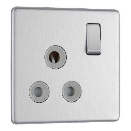 FBS99G Flatplate Screwless Switched Socket Insert Brushed Steel