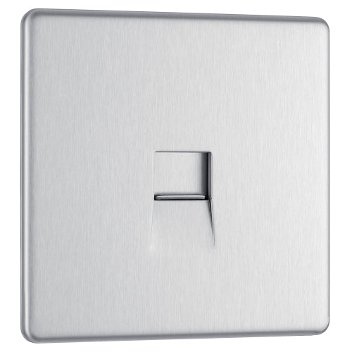 FBSBTM1 Flatplate Screwless Master Telephone Socket Brushed Steel