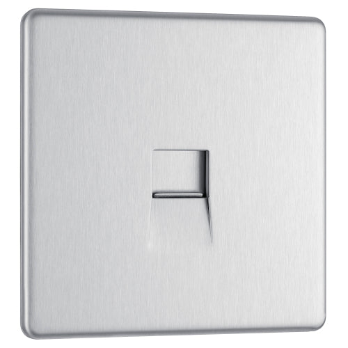 BG FBSBTS1 Flatplate Screwless Slave Telephone Socket - Brushed Steel