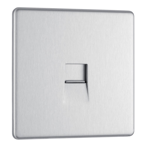 FBSRJ111 Flatplate Screwless RJ11 Single Data Outlet Socket Brushed Steel