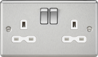 Knightsbridge CL9BCWx5 Rounded Edge 13A 2G DP Switched Socket - Brushed Chrome + White Insert (5 Pack)