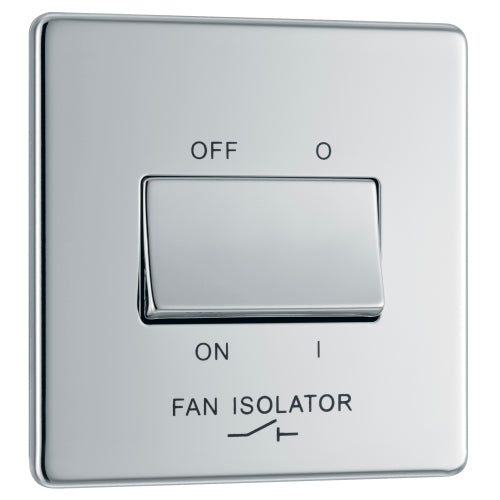 FPC15 Flatplate Screwless Fan Isolator Switch TP Polished Chrome