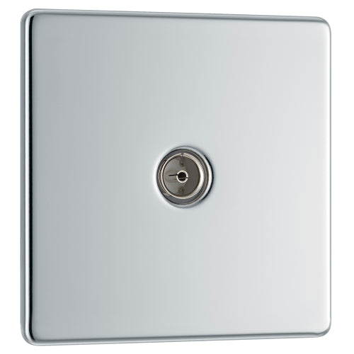 FPC60 Flatplate Screwless TV Aerial Socket Polished Chrome