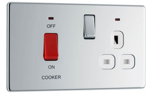 FPC70W Flatplate Screwless DP Cooker + Socket + Neon Insert Polished Chrome