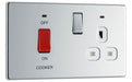 BG FPC70W Flatplate Screwless DP Cooker + Socket + Neon - White Insert - Polished Chrome - westbasedirect.com
