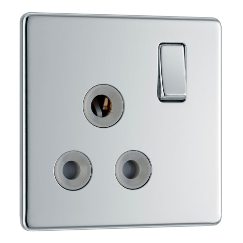 FPC99G Flatplate Screwless Switched Socket Insert Polished Chrome