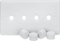 Knightsbridge CU4DIM White Curved Edge 4G Dimmer Plate with Matching Dimmer Caps