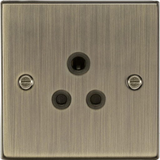 Knightsbridge CS5AAB Square Edge 5A Unswitched Socket - Antique Brass + Black Insert - westbasedirect.com
