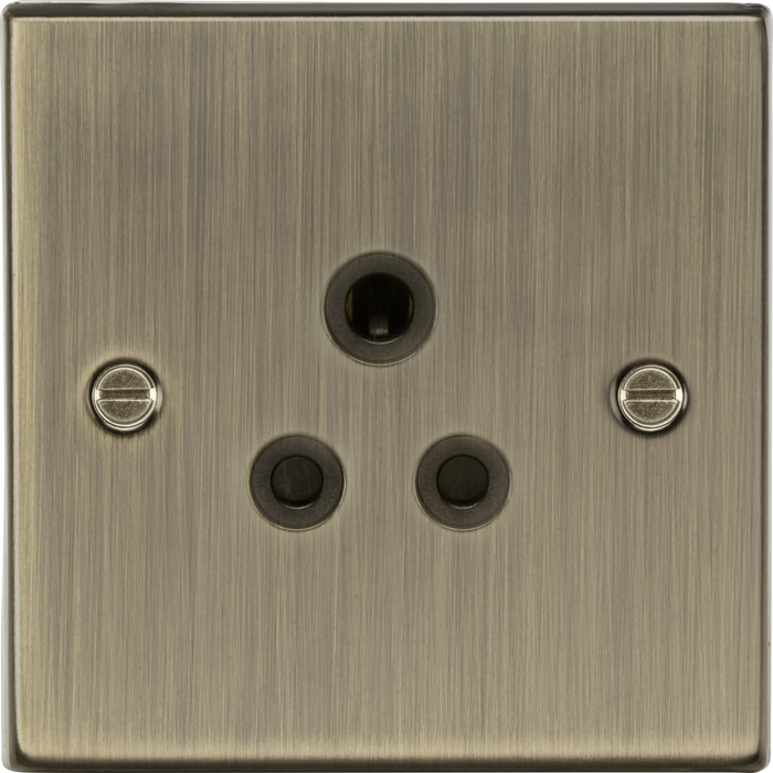 Knightsbridge CS5AAB Square Edge 5A Unswitched Socket - Antique Brass + Black Insert - westbasedirect.com