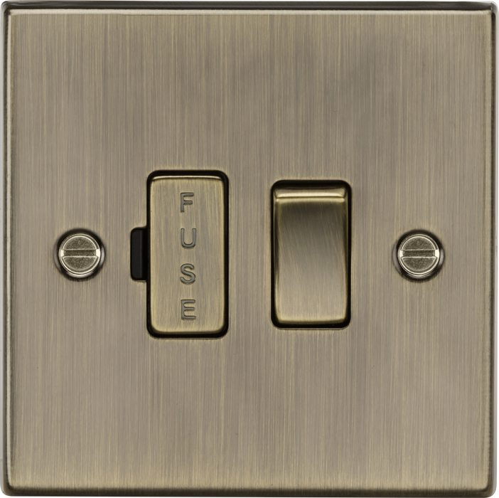 Knightsbridge CS63AB Square Edge 13A Switched Fused Spur Unit - Antique Brass - westbasedirect.com