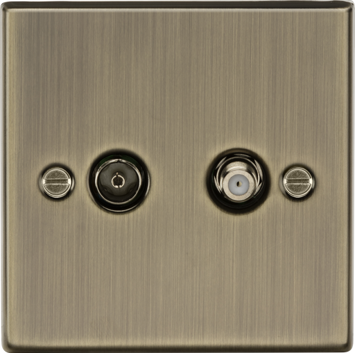 Knightsbridge CS014AB Square Edge TV & SAT TV Outlet (Isolated) - Antique Brass - westbasedirect.com