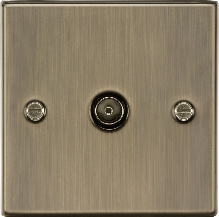 Knightsbridge CS010AB Square Edge TV Outlet (Non-Isolated) - Antique Brass - westbasedirect.com