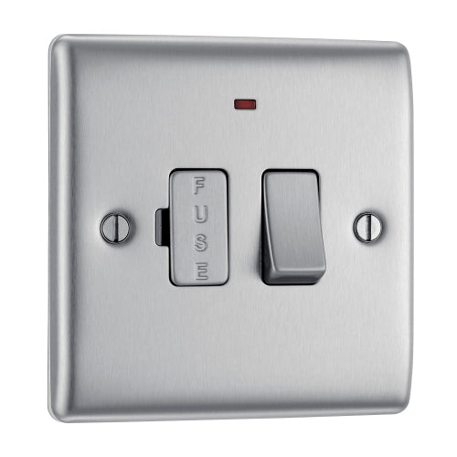 NBS52 Nexus Metal Switched Spur + Neon Brushed Steel