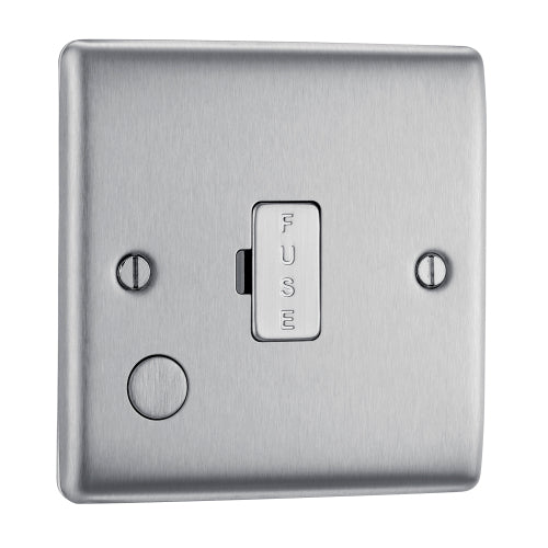 NBS55 Nexus Metal Unswitched Spur + Cable Outlet Brushed Steel