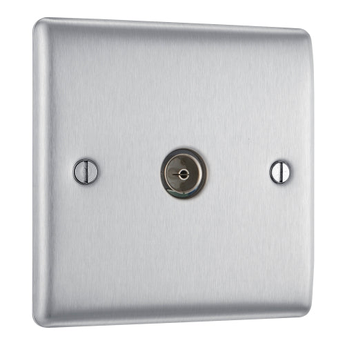 NBS60 Nexus Metal TV Aerial Socket Brushed Steel