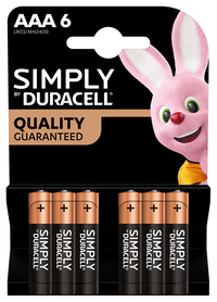 Duracell SIMPLY AAA LR03 MN2400 Alkaline Batteries | 6 Pack
