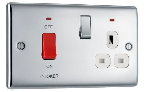 NPC70W Nexus Metal DP Cooker Unit + Socket & Neon Insert Polished Chrome