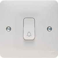 Hager WMPS12RB Sollysta White Moulded Push Switch with Bell Symbol