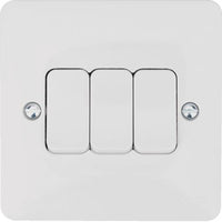 Hager WMPS32 Sollysta White Moulded 10AX 3 Gang 2 Way Wall Switch