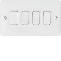 Hager WMPS42 Sollysta White Moulded 10AX 4 Gang 2 Way Wall Switch
